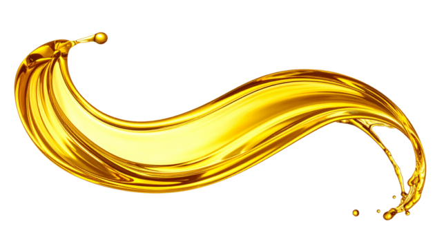 Golden liquid splash forming a smooth, elegant curve with dynamic motion.