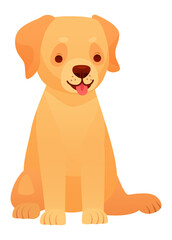 Adorable golden retriever puppy sitting with its tongue out, panting happily on a white background, a perfect image for pet lovers and animal themes
