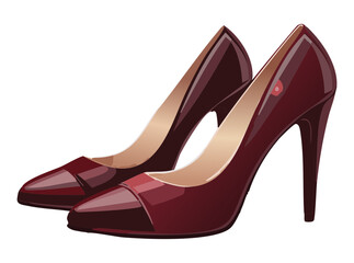 Pair of Burgundy High Heel Pumps