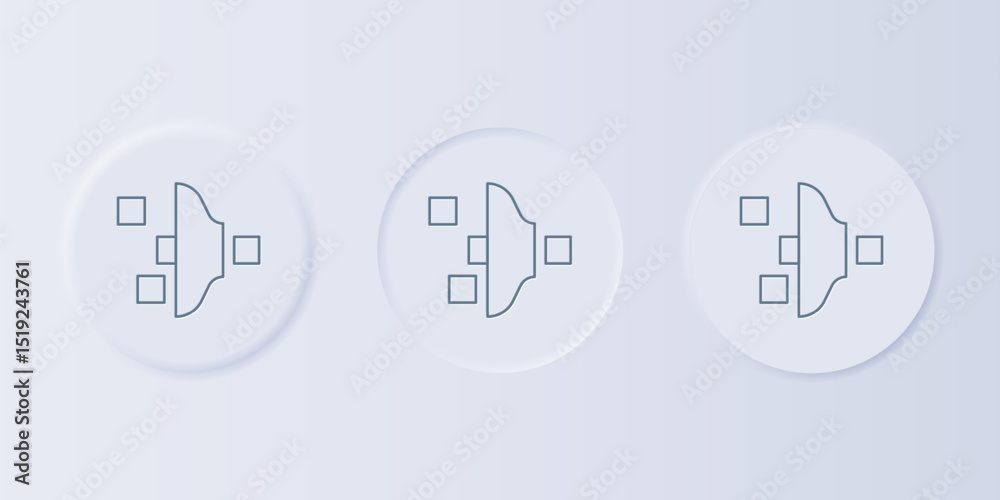 Poster grey filter setting icon isolated on grey background. set icons in square buttons. vector
