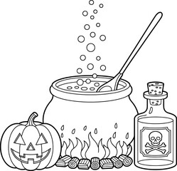 Halloween witchs cauldron potion pumpkin spooky