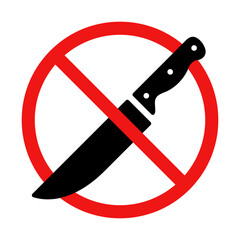 No Knife Sign on White Background
