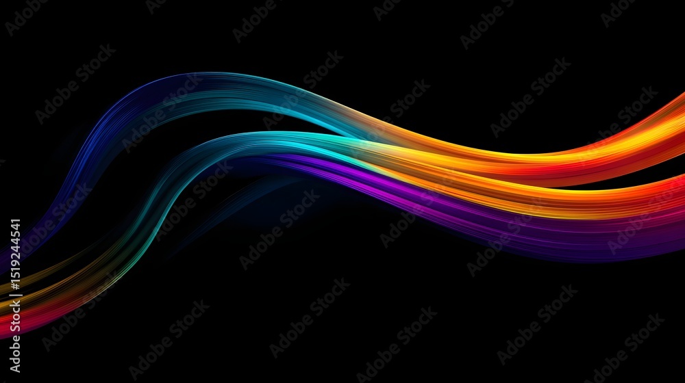 Aufkleber Colorful dynamic and futuristic looking neon gradient abstract lines flowing and swirling across a dark background creating a mesmerizing and visually striking composition