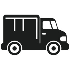 Cartoon truck vector icon illustrating red vintage travel transport vehicle