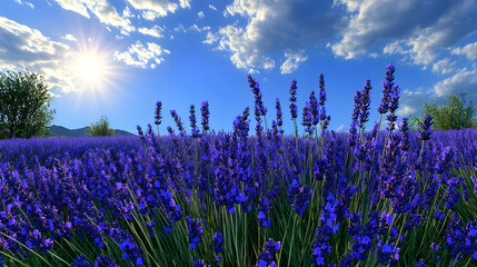 Vast Lavender Field Under A Sunny Sky