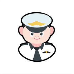 Colored Pilot Cartoon Illustration