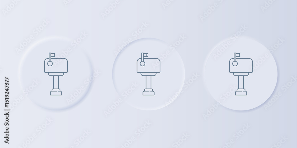Poster grey mail box icon isolated on grey background. mailbox icon. mail postbox on pole with flag. set ic