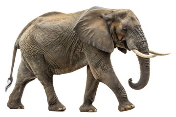 Obraz premium Large elephant walking on a white background