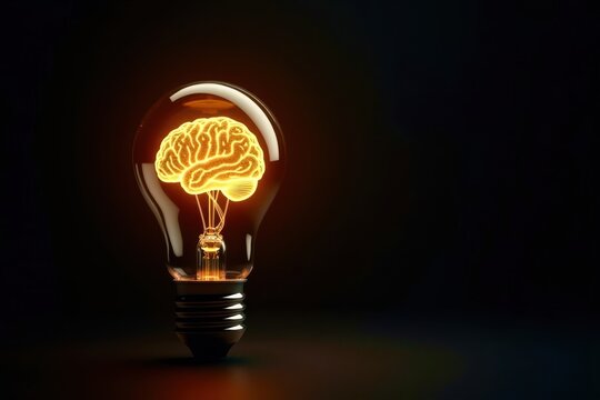 A light bulb with a brain on it