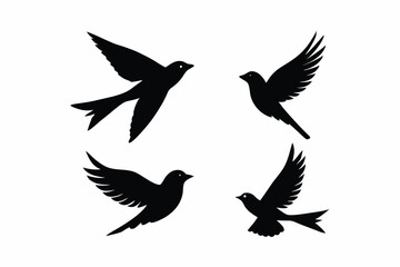 Obraz premium Flying Birds Silhouette Vector Collection Design