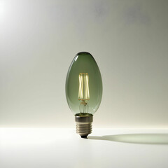 A greenish light bulb on white background