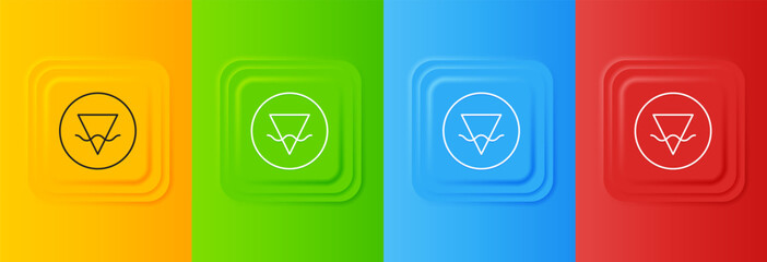 White Earth element of the symbol alchemy icon isolated on colorful background. Basic mystic elements. Set icons in square buttons. Vector