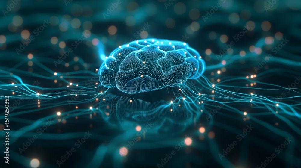 Poster exploring the intersection of artificial intelligence and cloud storage in digital neural networks
