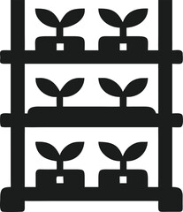 Vertical farm module black silhouette design for sustainable urban agriculture and farming