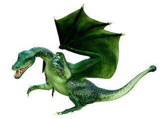 3D Rendering Fairy Tale Dragon on White