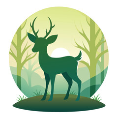 Cute Animals Silhouette & Line Vector