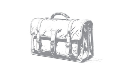 Detailed Hand-Drawn Illustration of a Vintage Briefcase