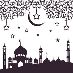 silhouette-eid al adha islamic festival wishes background