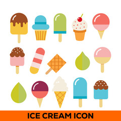 Colorful Flat Ice Cream Icons