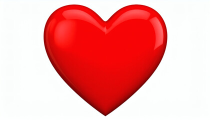 Shiny 3D red heart isolated on white background for romantic design, love symbols, and Valentine’s Day decorations