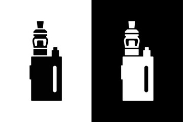 Minimalist Vape Silhouette Vector E-Cigarette Icon in B/W.