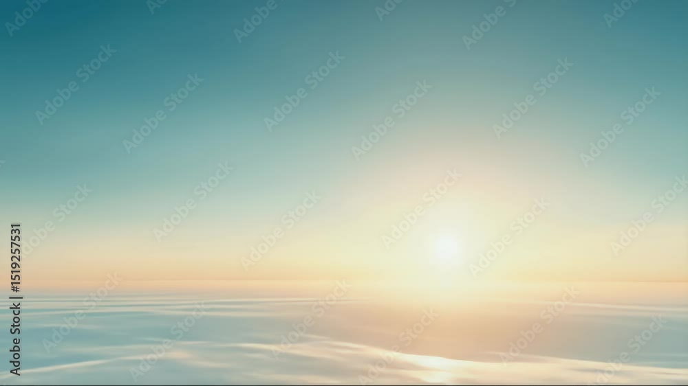 Poster 穏やかなグラデーションの空の日の出または日没、柔らかい光と雲の海、背景または壁紙に最適です