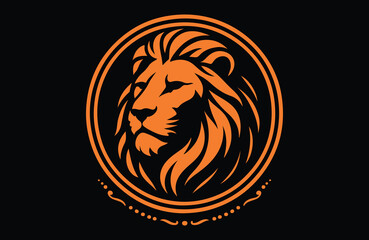 Majestic Lion Head Logo in Vintage Seal Style