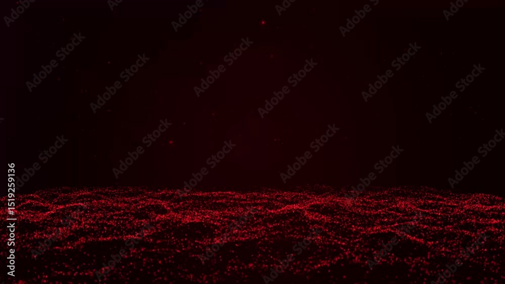 Poster technology background seamless looping exploding red particles innovation. futuristic abstract digit