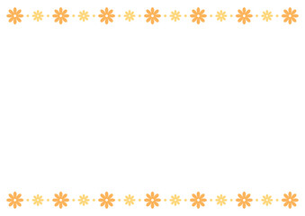花　オレンジ　フラワー　フレーム　ベクター　上下