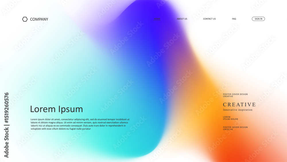 Wall mural abstract wave futuristic design of landing page. retro gradient mesh website design