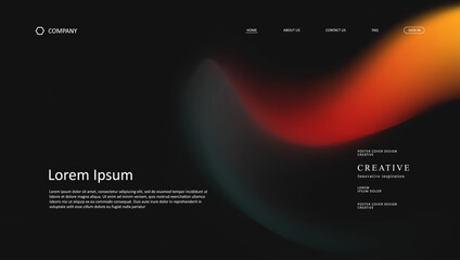 Abstract wave futuristic design of landing page. retro gradient mesh website design	
