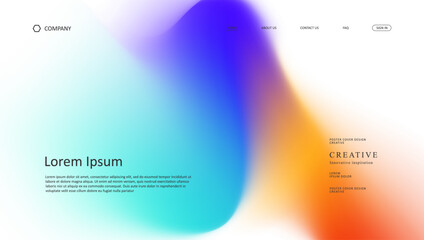 Abstract wave futuristic design of landing page. retro gradient mesh website design	