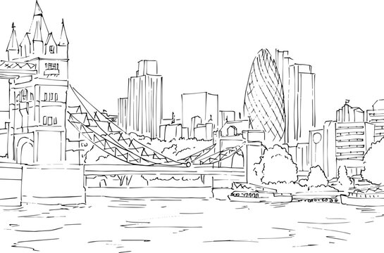 london city landscape sketch