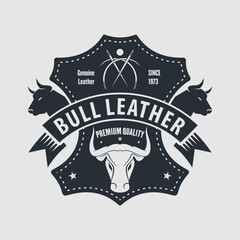 Leather craft, Bull leather logo design. Vector illustration