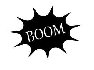 Comic Boom Explosion Icon – Pop Art Sound Effect Symbol in Black and White