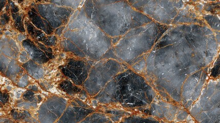 Highly detailed view of polished Portoro marble surface texture
