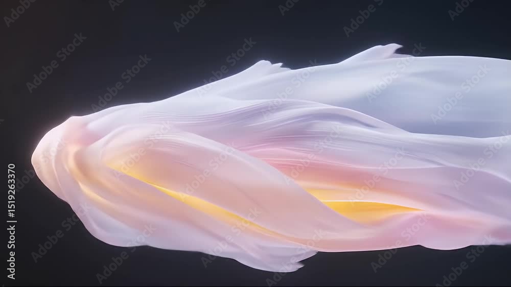 Aufkleber 黒い背景に浮かぶオーロラ色の抽象的な形状とテクスチャが特徴的な3dレンダリングアートワークと未来的デザイン