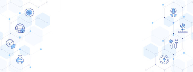 Sustainability Banner Vector Illustration with Two-sided Icon Style. Line Duotone icon. Containing. sustainability, sustainable, ecology, environment, sustainable energy, green energy, planet earth