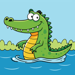 Fototapeta premium a-crocodile-is-in-the-water.eps