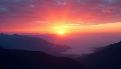 Obraz premium Mountain Sunrise Landscape with Cloud