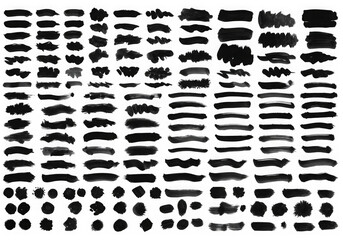 Fototapeta premium Collection of watercolor brush strokes isolated on transparent background