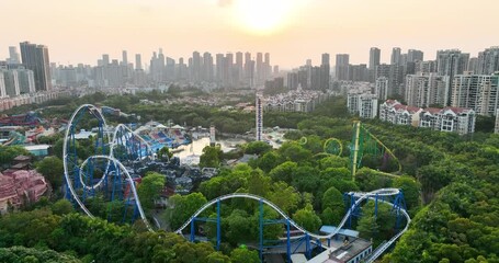 Shenzhen Happy Valley Amusement Park view at Sunset