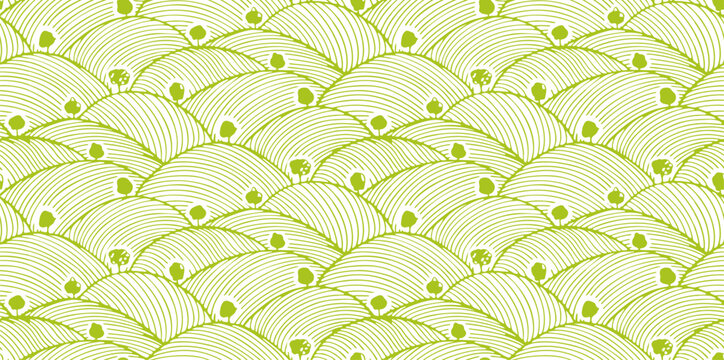 Pattern vineyard field farm texture background. Wine agriculture wheat rice japanese poster. Minimal abstract vineyard view. Organic grape banner label sketch design.