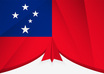 Samoa Flag with Abstract Paper Airplane Design, National Flag in a geometric folded paper style.