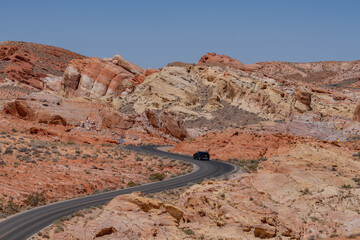 Aztec Sandstone, Early Jurassic geological formation of primarily eolian sand . Mouse's Tank Road, Valley of Fire State Park, Clark County, Nevada geology.