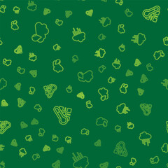 Set line Cloud with rain, Meteorology thermometer and on seamless pattern. Vector