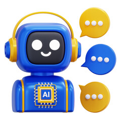 3D Illustration, character AI Chatbot Robot