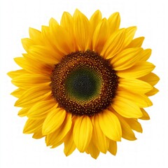 Fototapeta premium Closeup Of Bright Yellow Sunflower On White Background