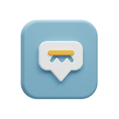 Naklejka premium 3D Rendered Chat Bubble Icon with Landscape Element on a Blue Rounded Square Background