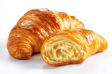 Golden Croissant with Buttery Layers Isolated Pastry Delight